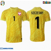 Camisa de Futebol Polónia Wojciech Szczesny #1 Goleiro Equipamento Principal Europeu 2024 Manga Curta